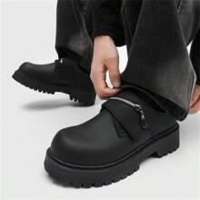 New 2024 Autumn/Winter Low-Top Boots For Men, Retro Work Shoes, Thick Sole, Increasing Height, Versatile Leather Shoes