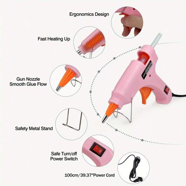 kumlioon Pistolet à colle, kit de mini pistolet à colle chaude pour artisanat scolaire, DIY et réparations rapides à domicile, pistolet à colle chaude, mini pistolet à colle chaude de 20 W avec bâton de colle (7 mm * 150 mm) pour loisirs créatifs, DIY, réparations ménagères, tissus, bois, verre, cartes, interrupteurs