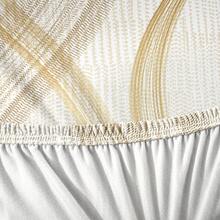 1pc Printed Elastic Armless Single Chair Cover, Suitable For Hotel, Restaurant, Fat Chair - Beige - View 7