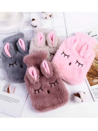 1 calentador de agua caliente de peluche extraíble, con forma de conejo de peluche, recargable.