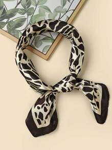 1pc Women's Leopard Print Border Neckerchief, Geometric Design New European & American Retro Headwrap