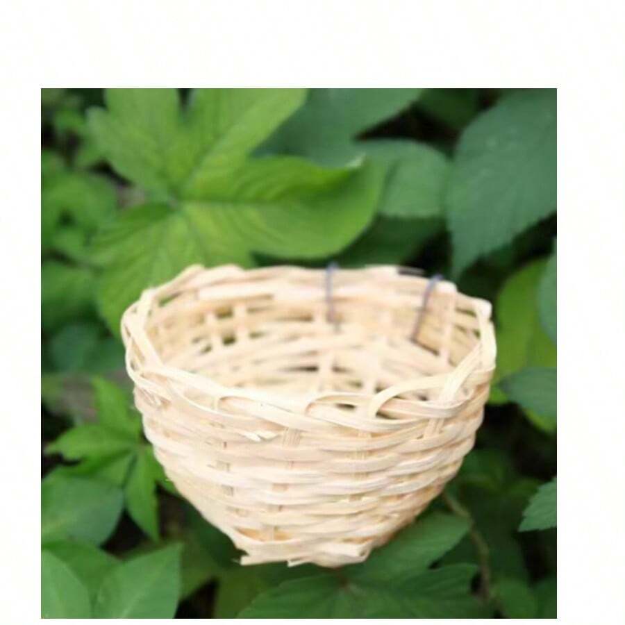 4inch Canary Nest Pan Handcrafted Birdhouse Birds Hatching Breeding Cave - Beige - View 1