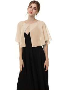 1 件女式轻质雪纺披肩开衫，适合作为新娘婚礼晚礼服披肩、女士摄影配饰和万圣节服装斗篷、秋季时尚服装 - 白色 - 查看 4