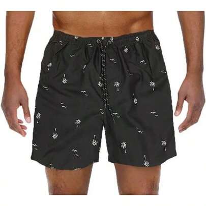 Palm Tree Print Swim Trunks Board Shorts