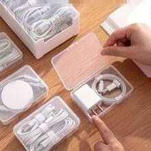 1 Set Plastic Cable Organizer Box With 7 Transparent Storage Containers - Non-Waterproof, Multi-Purpose Desktop Cable Management, Chargers And Accessories Organizer With Cord Winder (Cables Not Included)