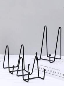 1pc/3pcs N-Shape Metal Iron Art & Craft Display Stand, Holder For Plates, Photo Frames, Medals, Foldable Photo Frame - Black - View 7