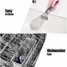KSOANER 18/8 Stainless Steel Balloon Whisk, Doosu Kitchen Whisk For Cooking Handheld Egg Beater With Rust-Proof Sturdy Wires & Non-Slip Silicone Handle For Beating, Stirring, Blending (8 Wires, Black) - 藏蓝色 - 查看 8