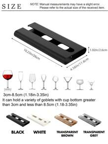 1 pieza/2 piezas Estante colgante para copas de vino, sin necesidad de perforar, bordes redondeados que no dañan los vasos, material ABS grueso, estilo minimalista ahorrador de espacio para el hogar y bar, se adapta a diámetros de cristalería de 3-8.5cm/1.18-3.35in
