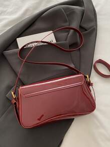 轻便商务休闲翻盖方包，适合少女、女性、大学生、年轻职业人士和上班族，完美适用于办公室、大学、工作、商务、通勤、户外活动、旅行、野餐等场合。时尚酒红色手提包，优雅女士包，红色钱包。 - 酒紅色 - 查看 5