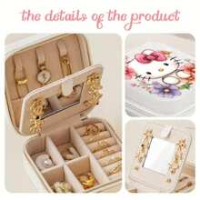 1 件 Sanrio 时尚卡通便携式珠宝收纳盒，适用于耳环、戒指、项链、手链，简约多功能拉链装饰，完美的礼物，适合女性日常使用收纳整理器旅行必需品返校宿舍收纳