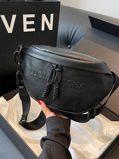 In 2024, The New Fashion Classic Large-Capacity Leisure Solid Color Pu Waterproof Fabric With Welt Pocket Design Diagonal Shoulder Chest Bag Is Suitable For Travel Sports.