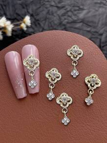 10pcs 3D Gold Silver Hollow Flower Pendant Nail Art Decoration Japanese Korean Style Alloy Flowers Nail Charms Exquisite Luxury Y2K Metal Nail Accessories Shiny White Pink Rhinestone Pearl Nail Gems DIY Suitable For Acrylic Press Nails Phone Case Shoes Clothes Bags Nail Supplies