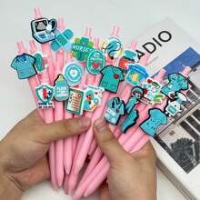 8/15/30pcs Pink Series Medical Pens, Quick Dry Plastic Ballpoint Pens With Medium Tip, Medical Design Neutral Pens Suitable For Nurses And Healthcare Professionals, Fun Office Supply Gift For Coworkers And Team Members,For School Supplies,Back To School