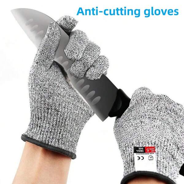 1 pieza Guante gris resistente a cortes, de polietileno de alta resistencia nivel 5 de protección contra cortes, tallas S/M/L/XL, resistente al desgaste y anti-rayaduras, adecuado para jardinería, carpintería, cocina, pesca, fabricación de metal, procesamiento de placas delgadas, producción de cuchillería, corte de vidrio, procesamiento de precisión, matadero y operaciones de cocina.