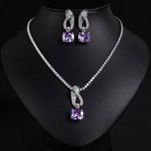 Set de joyas con forma de serpiente de 3 piezas con piedras de circonia, incluye aretes y collar, adecuado para uso en fiestas y como regalo (varios colores disponibles)