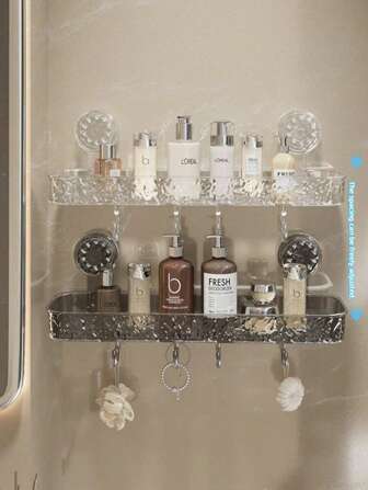 Adjustable Bathroom Shelf - Easy To Install, No Drilling Needed, Clear Toiletries Space - Saving Bathroom Organizer Tier Bathroom Organizer Shelf, Perfect For Shower Storage