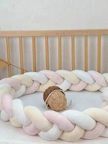 1pc 3-Ply Braided Baby Crib Bumper Pad, Soft Infant Room Decor - Multicolor - View 3