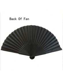 1 件优雅黑色折叠手扇 - 传统日式风格，涤纶，无需电池，男士清凉夏季配件，完美礼物之选