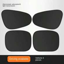 Easypie Selection 1PC/2PCS Car Electrostatic Adsorption Window Sunshade Privacy Side Shade Sunshade Camping Curtain Car Window Sunshade Car UV Cooling Kit Simple Adsorption Installation Foldable Storage Does Not Take Up Space - Black - View 10