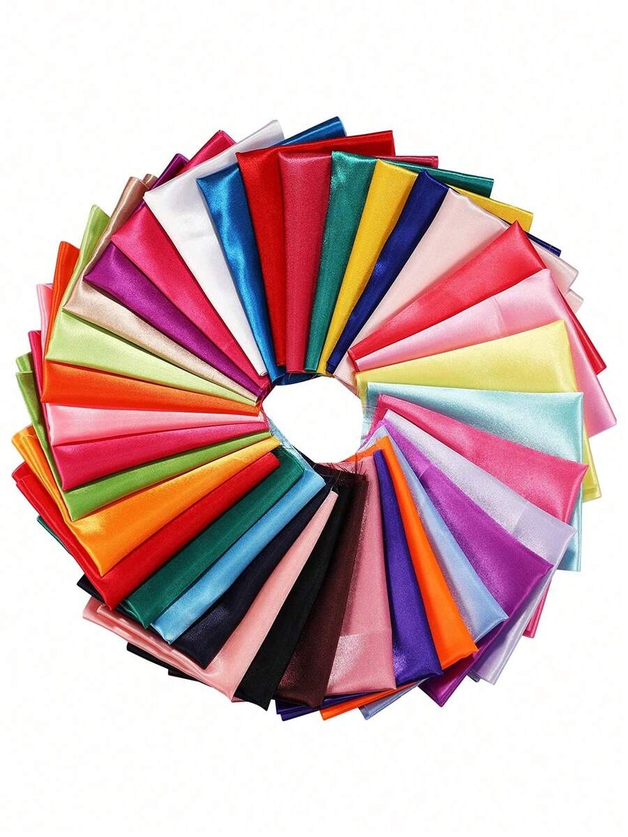 1 件 19.6 英寸 X 59 英寸纯色丝绸缎面料，时尚 DIY 丝绸饰品婚礼装饰工艺品 - 彩色 - 查看 1