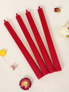 4 (2cm * 25cm) Long Red Candles, Including Scented Candles, Can Burn For 8 Hours With Soy Wax. Suitable For Wedding And Christmas Decoration, Halloween Home Decoration, Indoor Room Decoration, As Holiday Gifts For Best Friends, Graduation Parties, Birthday Party Decoration, Mother's Day Gifts.