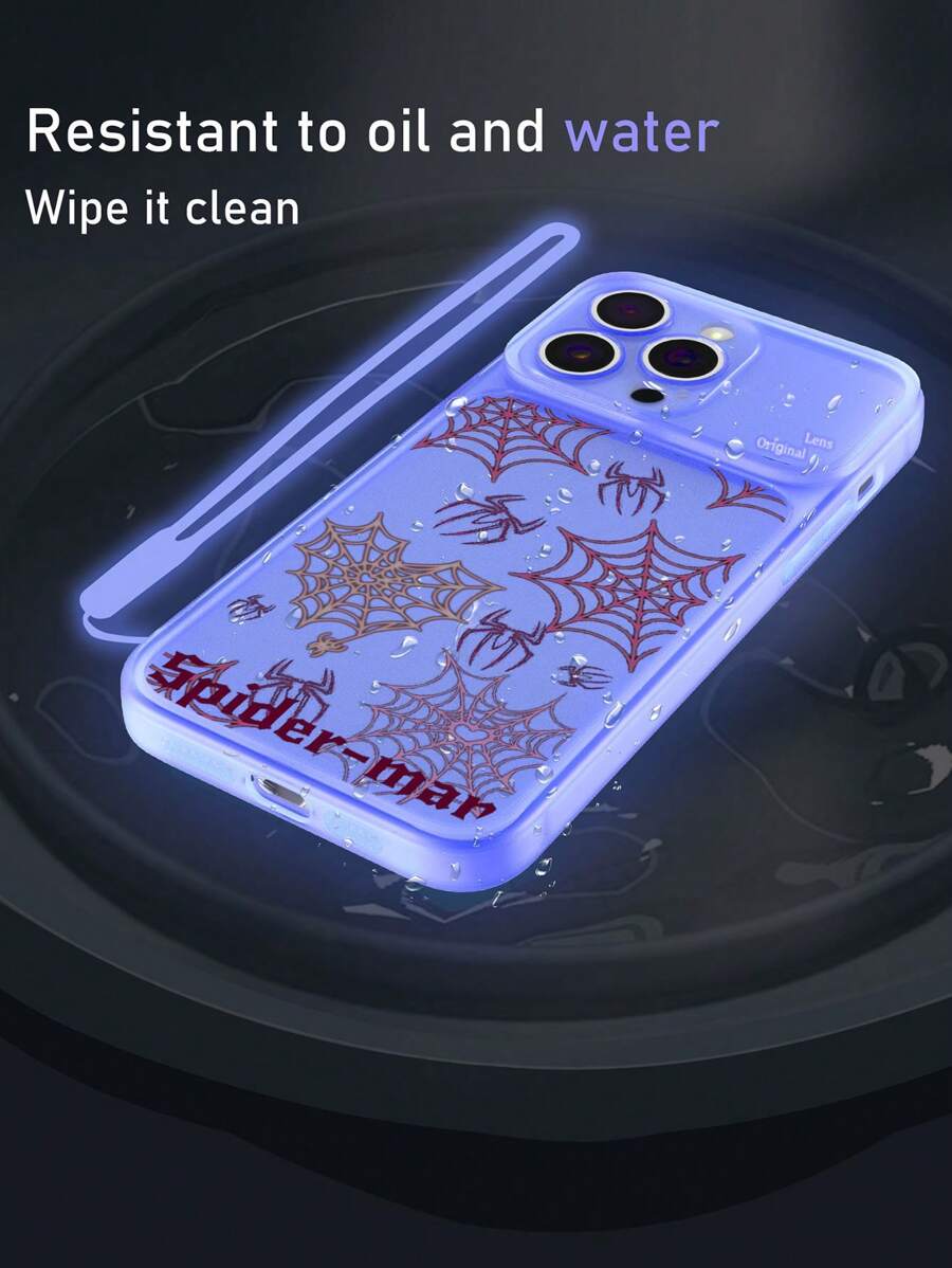 1 件夜光哑光紫色透明 TPU 蜘蛛网图案防震手机壳，适用于 、Android、OPPO 等。防水防摔防刮 - 彩色 - 查看 1