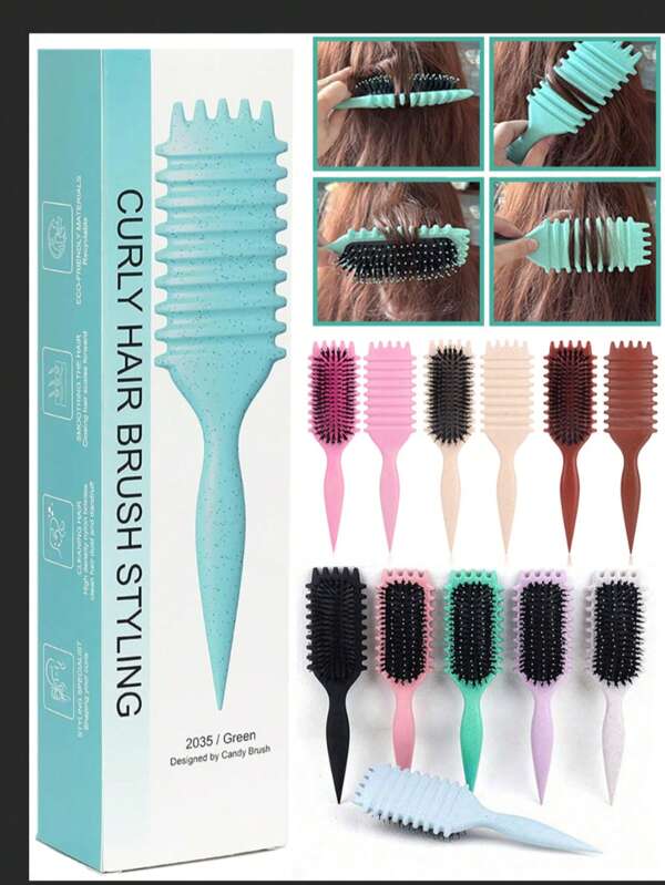 Locken definierender Brush für lockiges und welliges Haar - Entwirrungs- und Glättungsbürste mit Box, leichtes Design, Anti-Frizz, verschiedene Farben, perfekt für nasses und trockenes Haar, für Zuhause, Reise und Salon Gebrauch von Candybrush