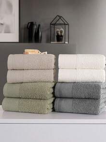 8-Piece Cotton Hand & Face Towel Set Made In Turkiye – Soft & Absorbent 50x90 Cm Towels - Khaki - View 3