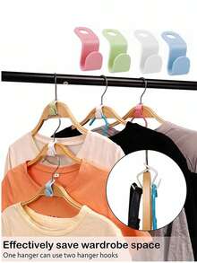 5-100PCS Hanger Connectors Cascading Hanger Hooks Extension Clips Connecting Hooks Suitable For Heavy Duty Space-Saving Hangers Or Closets. Plastic Hanger Connector Hooks, Space-Saving Hooks And Clips - Multicolor - View 5