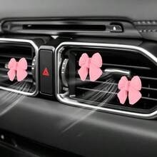 Pink Car Air Freshener Vent Clip Bows 8pcs Cute Girly Car Decor Accessories Air Conditioning Outlet Clip Pink Interior Aesthetic Decorations Stuff For Women Girl Cars Inter Decor For Gift - Pink - View 6
