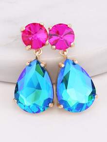 ACEHLN 1 par de pendientes de botón de aleación de zinc con estilo norteamericano con colgante de gota de cristal, pendientes de lujo decorados con diamante de imitación para bodas y ocasiones formales - Estilo 1 - Ver 7