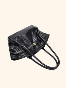 JW 中号女士时尚单肩包、斜挎包、多功能特别版、优雅耐用大容量饺子/蛤壳托特包 - 黑色 - 查看 4