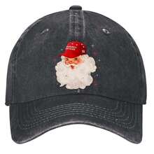 Santa Claus Wears Make America Great Again Hat With Sparkling BackgroundHats Vintage Washed Baseball Cap - màu đen - Xem 1