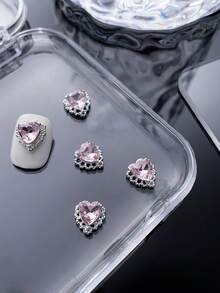 25/50/10 Stück Legierungs-Silber Schmetterling Biene Herz Schleife Nagel Dekoration mit glitzernden rosa Strass-Sternflügeln und geometrischem Muster, 3D exquisite DIY Nagelschmucksteine für Acryl-Nägel, Handyhüllen, Schuhe, Kleidung, Taschen und Bastelarbeiten - Verschiedenfarbig - Übersicht 29