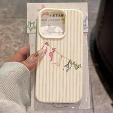 1pc TPU Material Unique Creative Pink Striped Bikini Pattern Phone Case Compatible With IPhone Waterproof Shockproof Anti-Fall Scratch Resistant