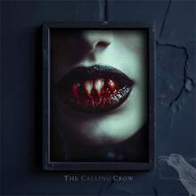 1 件无框哥特式吸血鬼帆布印刷品 - 吸血鬼牙齿印刷品、黑暗乡村风格艺术、哥特式美学、恐怖艺术印刷品、吸血鬼核心、黑暗幻想海报、墙壁艺术、房间装饰用品、秋季、万圣节、现代、复古（可选框架）