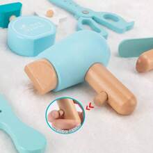Set de sac en bois pour la coupe de cheveux simulée, outils de jeu de rôle pour la coupe de cheveux et le maquillage pour enfants, jouets de maison de poupée en bois pour bébés, jouets interactifs de puzzle de jeu de rôle