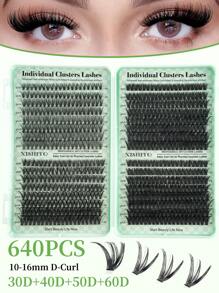 640pcs Lash Clusters 10D20D30D40D50D60D80D100D DIY Lash Extension Faux Mink Eyelashes - Premium D Curling Natural Volume Individual Lash Clusters For DIY Eyelash Extensions - Reusable, Lightweight, And Easy To Apply