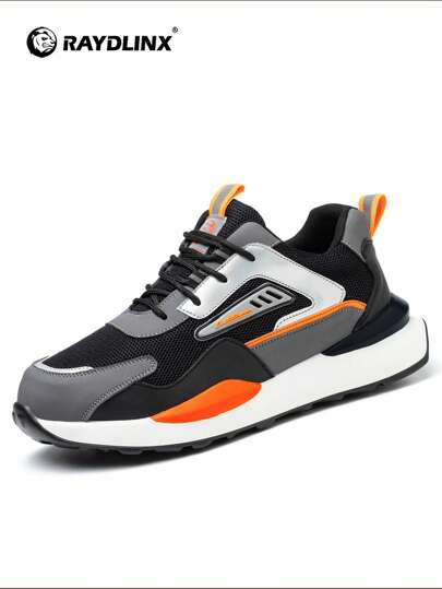 RAYDLINX Zapatos de seguridad de trabajo de acero con suela transpirable para hombres en verano - Antiaplastatamiento, Antiperforación, Cómodos, Antiolor, para sitios de construcción