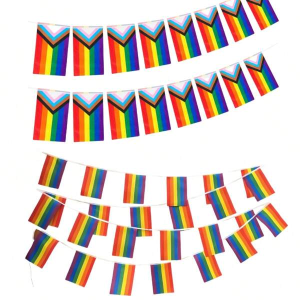 1 set/30 piezas Bandera del Orgullo LGBTQ+ Bandera del Arcoíris Bandera de Orgullo Gay, Banderín de Amor es Amor, Pequeñas Banderas Mini del Orgullo, Decoración de Habitación del Orgullo, Decoración de Fiesta del Orgullo, Decoración Exterior del Día del Orgullo, 33 Pies 30 Banderas