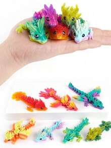 1 szt. Drukowana w 3D Mini Rodzina Smoków, Ruchome Stawy - Kolorowa Kolekcja, Dekoracja Domu i Biura, Ozdoby Pulpitu, Nadaje Się Do Różnych Dekoracji Pokoju Statuetki