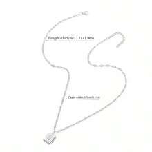 1pc Classic Letter Pendant Stainless Steel Lip Chain Necklace, Women - Silver - View 2