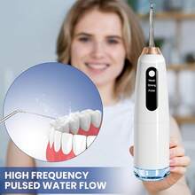 Electric Water Flosser, Portable Oral Irrigator With 3 Modes And 4 Nozzles, Wireless USB Battery Charging Water Teeth Cleaner For Travel, Home Braces And Dental Care, Suitable As Holiday Gift - 白色 - 查看 8