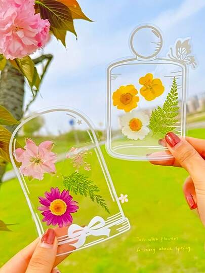 20PCS/40pc/60pc PVC Transparent Diy Bookmarks To Hold Real Dried Flowers And Butterflies, Handmade Page Decorations, Suitable For Readers, Dried Flower Lovers, Bookworms, DIY Gifts, Children's Art Supplies(Flowers Not Included)