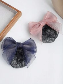 1 件女士优雅网状蝴蝶结按扣发夹，多功能专业发髻固定发饰，爪夹，发夹，发夹，发夹，发夹，学校用品，蝴蝶结配饰