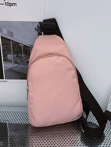 1 Pc Casual Solid Color Zipper Crossbody Bag Adjustable Strap Shoulder Bag Chest Pocket Sport Bag Bum Bags Zipper Weekend Overnight Bag Available Multiple Colors,For Boy/Girls/Teens/College Students For Outdoors/ Outings/ Traveliking/ Stadium/Back To School