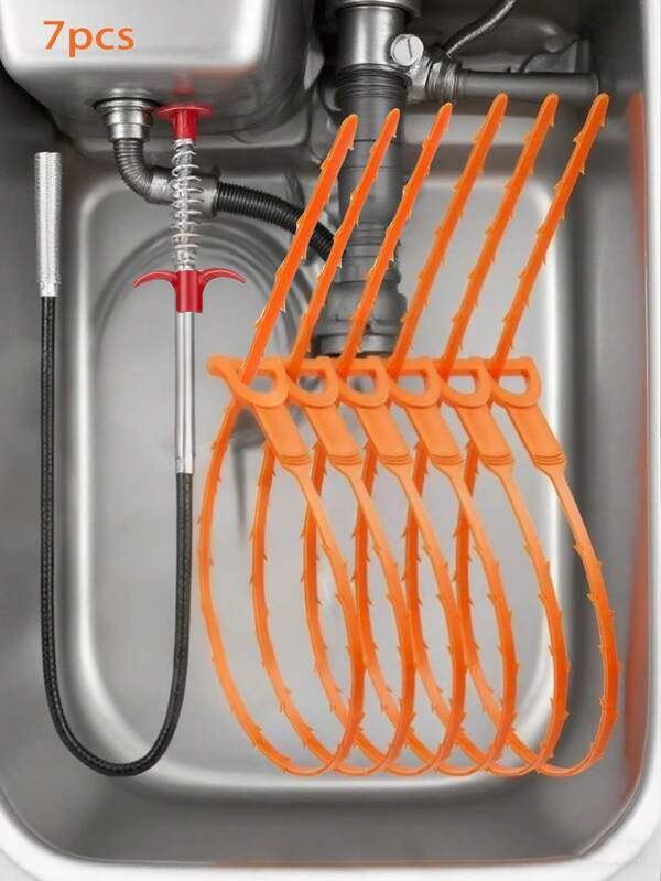 Drain Blockage Removal Tool - Hair Remover Convenient Clean Sink And Shower, Hair And Dirt Cleaning Tool, Anti-Clogging Bathroom Drain Unblocker Set, Suitable For Kitchen Sink, Bathroom Bathtub, Shower, Sewer, Instant Blockage Removal Tool, Home Maintenance Accessories, Pipe Unblocking Tool