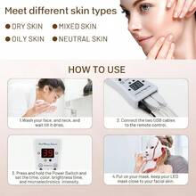 Blue Red Light Therpy Msk For Fa, 7  Led Fa Msk Light Therpy, Portable Facial Skin Care Msk For Fa And Neck At Ome - initial - View 6
