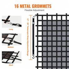 Heavy Duty Cargo Net 120" X 105" With Adjustable Buckles & S-Hooks For Secure Load Management And Transportation - Black - View 11