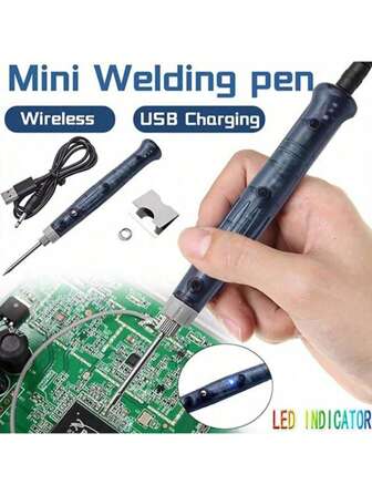 kumlioon 1 Set Of Portable 5V USB Soldering Iron Professional Electric Heating Tool Rework With Indicator Light Handle Welding Gun Repair Electric Welding Pen Tool, Soldering Iron Welding Tools, Rework Station Desoldering Repair Accessories, DIY Gadgets For More Fine And Detailed Welding Work
